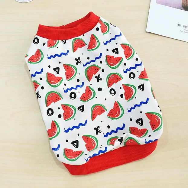 Арбуз Симпатичные летняя одежда для собак новые хлопковые рубашка для щенка футболки кошка жилет костюм для маленьких домашнее животное Чихуахуа Йорк - Цвет: red