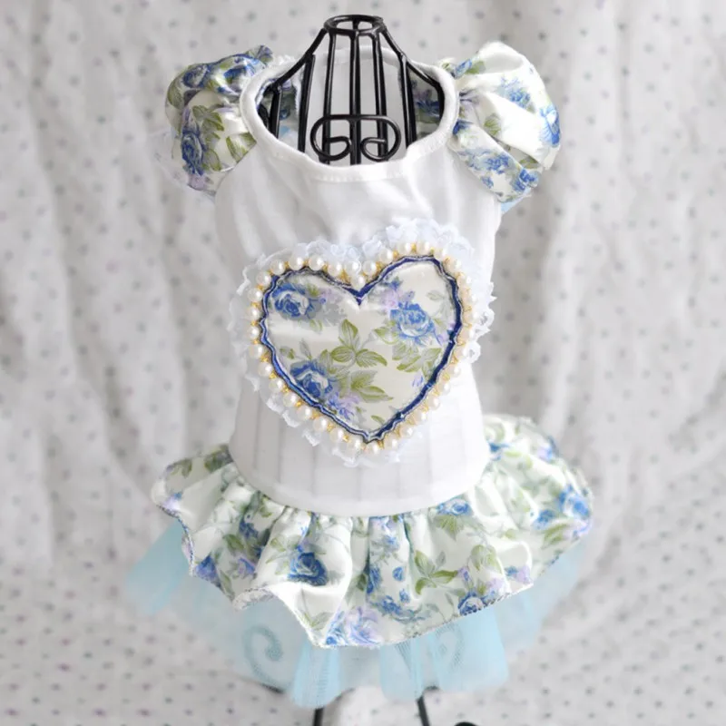 Большой цветок жемчуг Любовь костюм для животного Баффи собачье свадебное платье Pet фестиваль свадебная одежда поставки милая собака