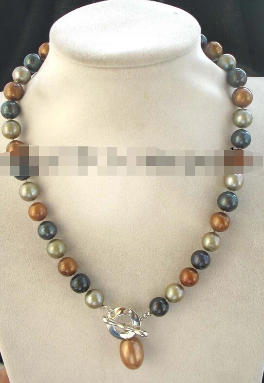 

11.25 freshwater pearl multicolor brown shell AA 10-11mm necklace