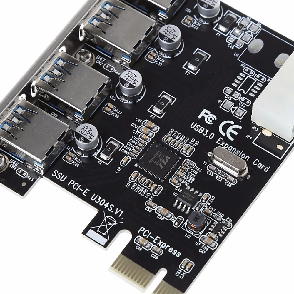 4 Port PCI-E to USB 3.0 HUB PCI Express Expansion Card Adapter 5 Gbps Speed For Desktop Computer Components Brand New