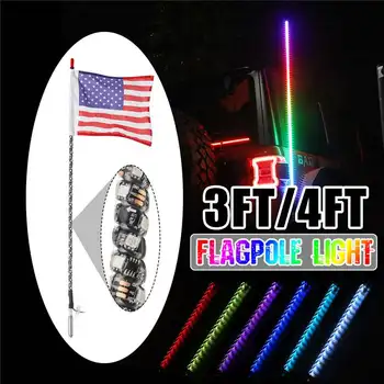 

3/4FT RGB bluetooth APP Controll Bendable Super Bright 240/300LED Flagpole Lamp Light 30-45W/35-55W DC12V+America Flag