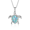 Moda plata llena azul Imitati Opal mar tortuga colgante collar para mujer Animal boda océano playa joyería regalo ► Foto 3/6