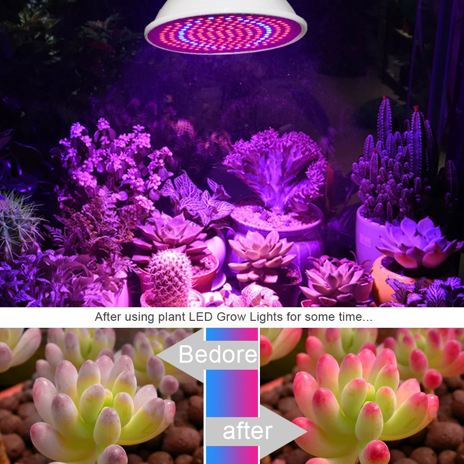E27 лампа для выращивания Светодиодная лампа для роста растений аквариума 60 126 200 260 светодиодов красный синий светильник для выращивания s Фито лампы полные лампы спектра для растений