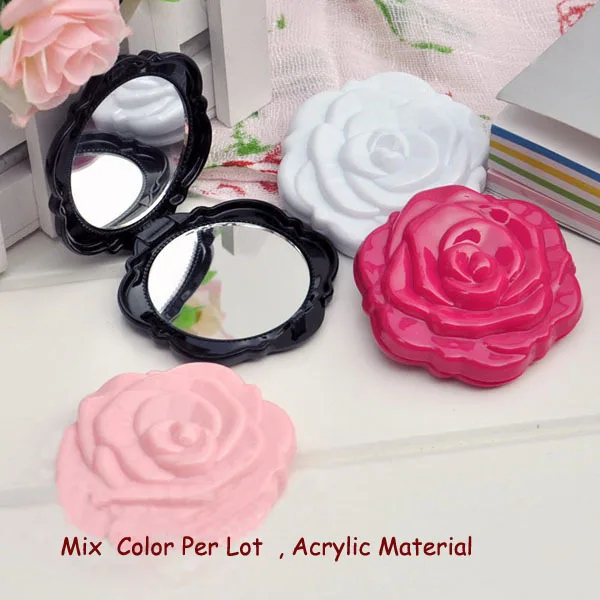 

10 PCS ANNA QUEEN High Quality Acrylic 3D Cute Rose Shape Compact Cosmetic Mirror Free shipping