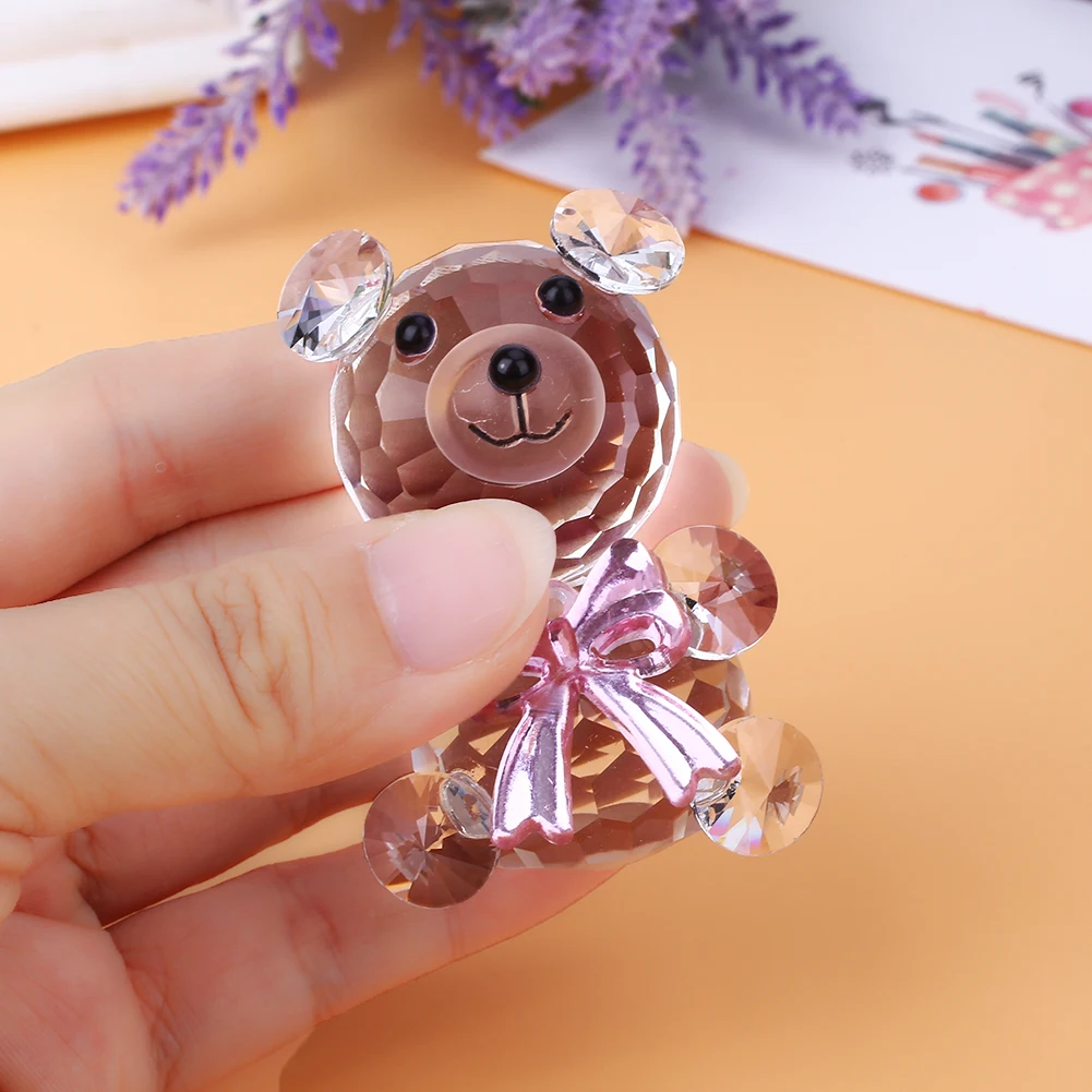 

Animal Glass Crystal Decor Bear Collectibles Party Gift Figurines Blue Kids Creative Home Festival Prop Ornament for Artwork
