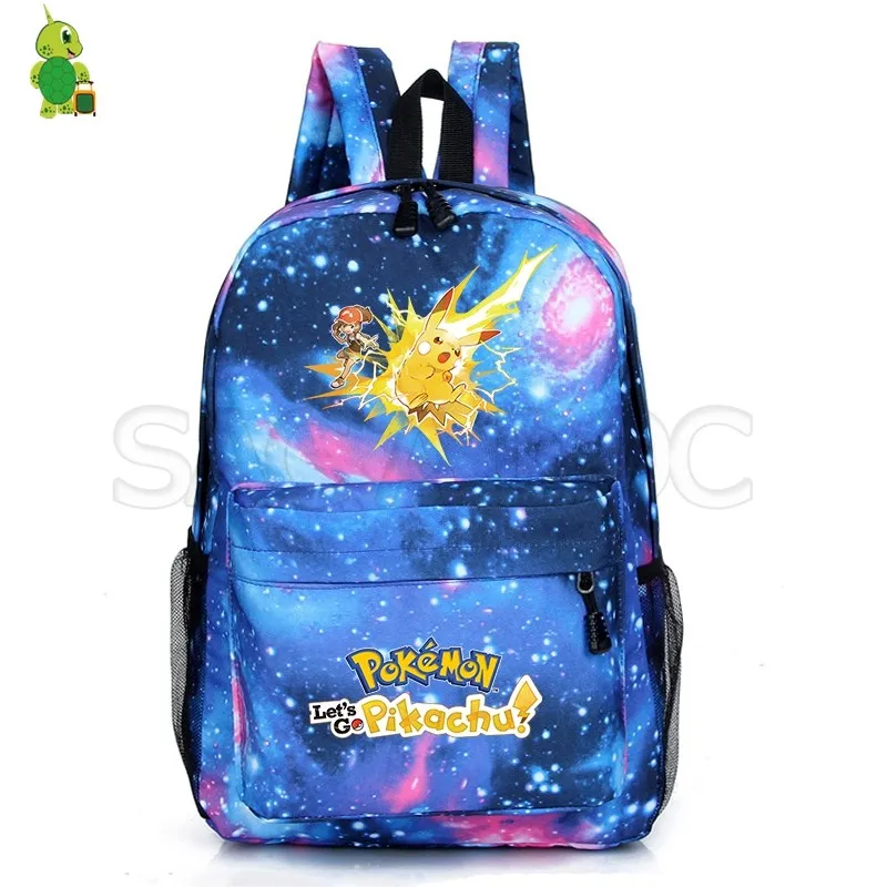 

2019 Let's Go Pikachu Backpack for Girls Boys Pokemon Eevee School Bags Teenagers Galaxy Daily Backpack Kids Travel Shoulder Bag