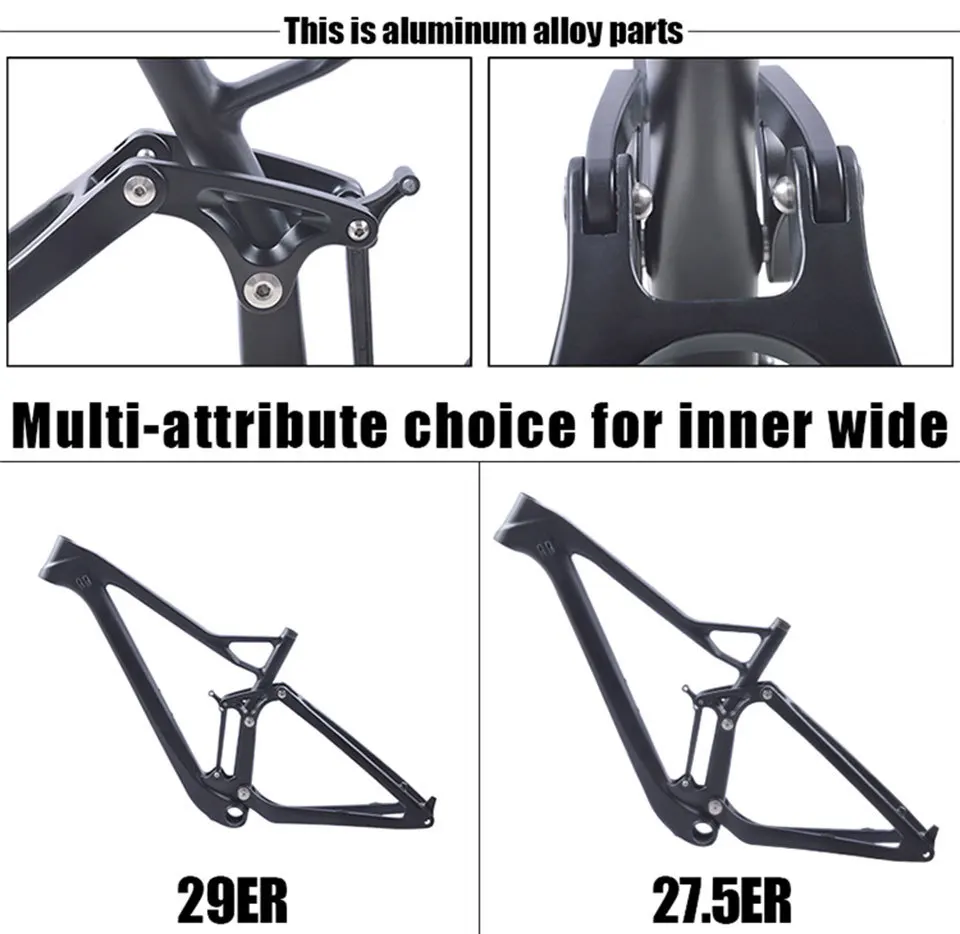Discount Carbon Mtb Frame 29er/27.5er Plus DH Mountain Bike Frame Full Suspension Disc MTB Carbon Boost Twinloc Frameset 15