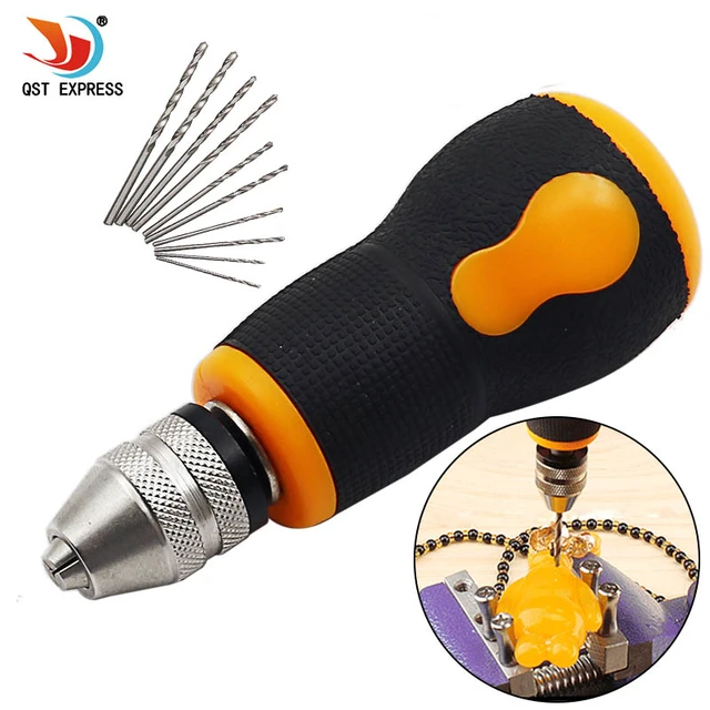 Mini Hand Drill Double Chuck Holder 10pcs -speed HSS Twist Drill