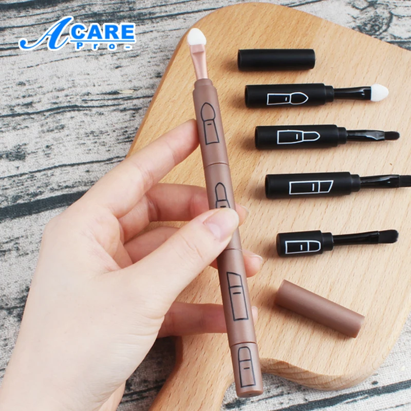 

Makeup Brushes 4in1 Splicing Pro Fashion Foundation Powder Eyebrow Eye Shadow Eyeliner Lip Brush Blending Tool Cap Brown Black