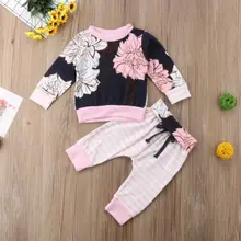 

2PCS Newborn Baby Girls Sweatshirt Tops+Long Pants Autumn Outfits Clothes Set Baby Floral Lpng Sleeve Fashion Clothing