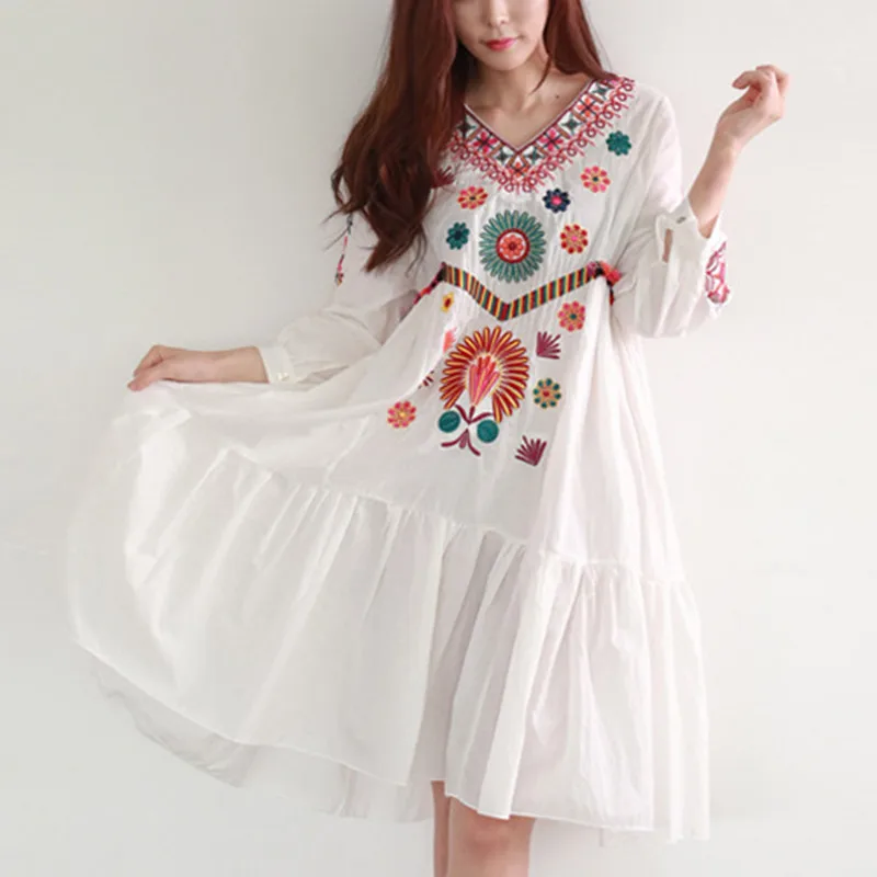 

Bohemian embroidery maternity dress 2016 summer fashion cotton maternity dress women pregnancy clothes