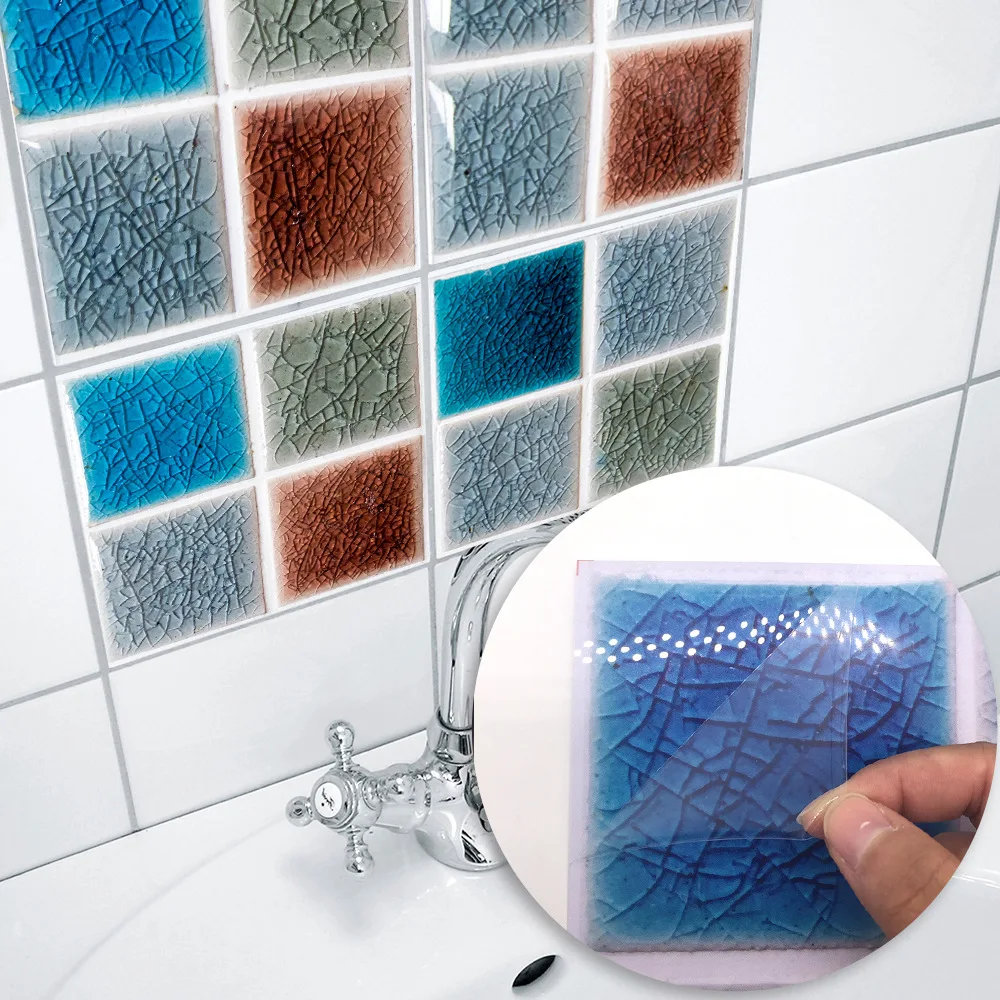 Funlife Ice Crack Tile Sticker Kitchen Decor Wall Stickers,Modern Waterproof Bathroom Sticker Decoration,Self adhesive PVC Tiles