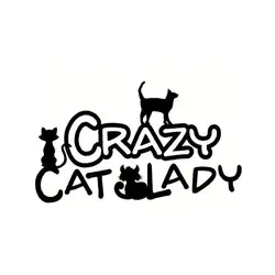 13.5 см * 8 см Мода животных Crazy Cat Lady окно винил Стикеры c5-1468