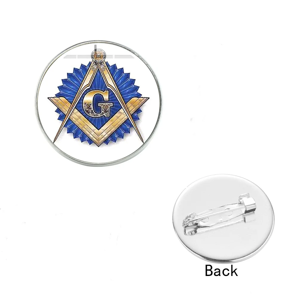SONGDA Masonic Нагрудный значок Freemasonry квадратный G и компас Синий Круглый купол