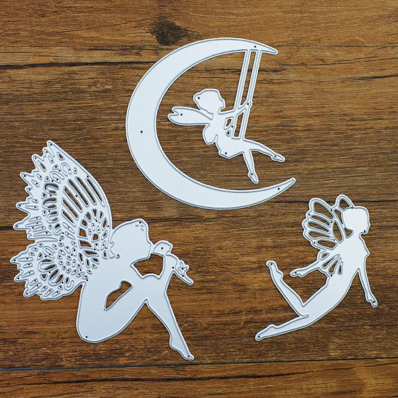 QITAI 3pcs/pack Cutting Dies Moon/Little Angel/Little Fairy DIY Paper Metal Material Creative Decoration Scrapbooking D126