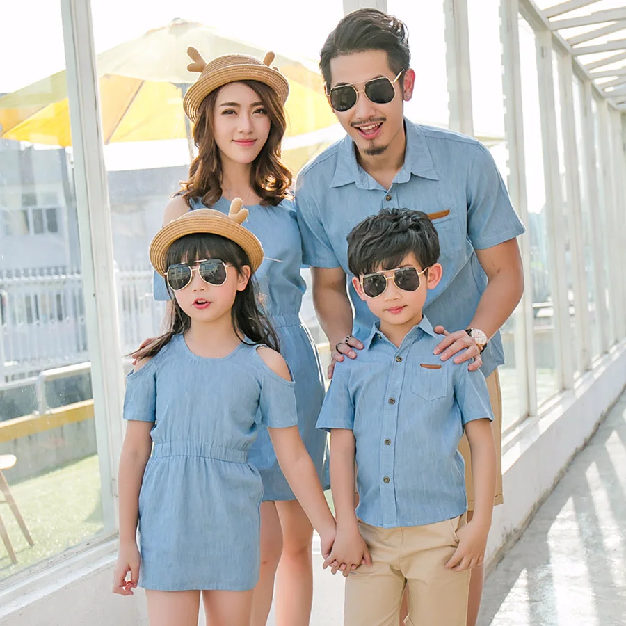 

Famli 1PC Matching Fashion Summer Shirts Dad Son Mom Girl Short Sleeve Solid T-shirt Outfits Family Matchy Clothes Set