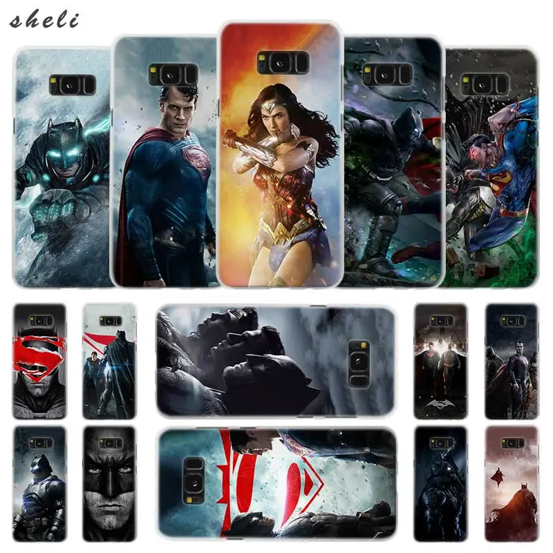 

Sheli Batman v Superman Dawn Transparent Patterned hard Case Cover for Samsung Galaxy S4 S5 S6 S7 S8 S9 Plus Edge Mini s10 lite