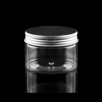 

50pcs 150ml Aluminum lid empty cosmetic cream bottles,150ml clear PET jar container for cosmetics packaging,skin care pots tin