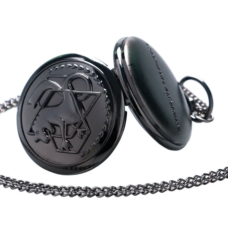 Черные металлические Fulmetal Алхимик стимпанк карманные часы с цепочки и ожерелья цепи P421