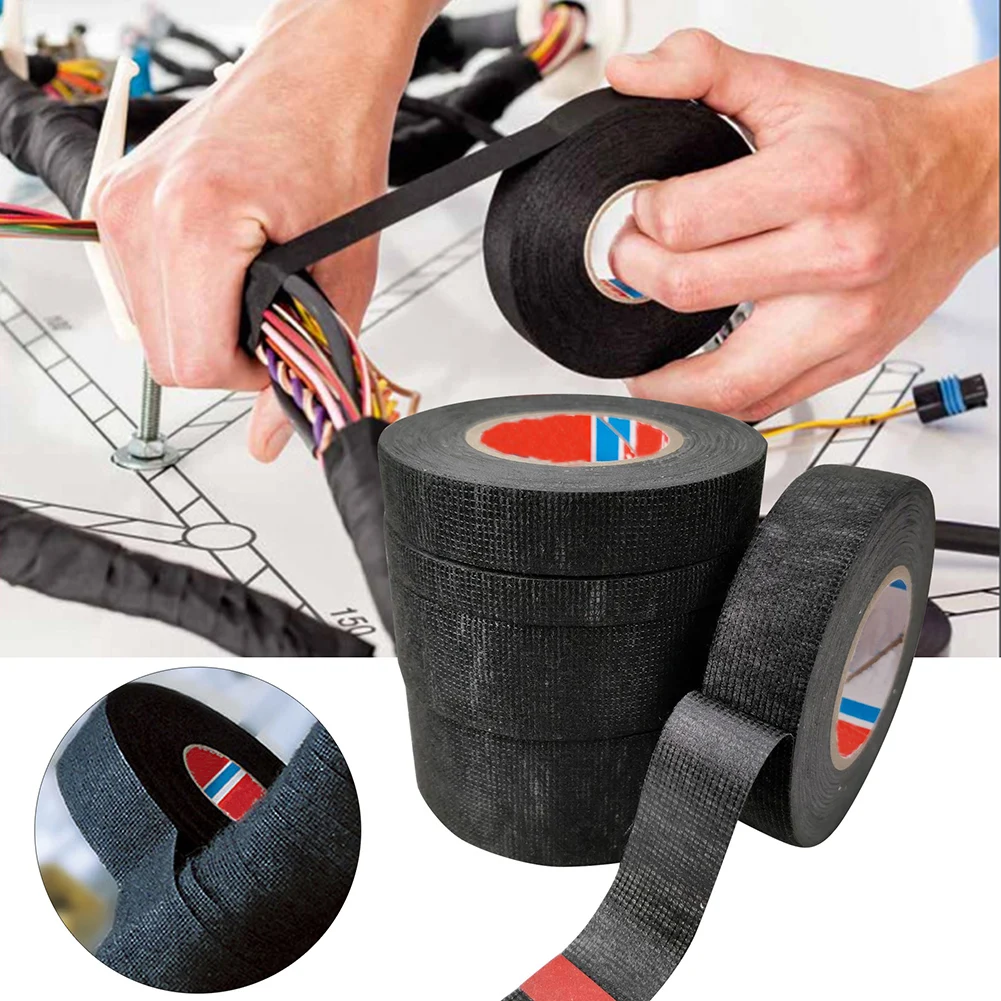 

Roll of Heat-resistant Wiring Insulating Tape Looms Wiring Harness Cloth Fabric Car Self-Adhesive Cable Protection 25m