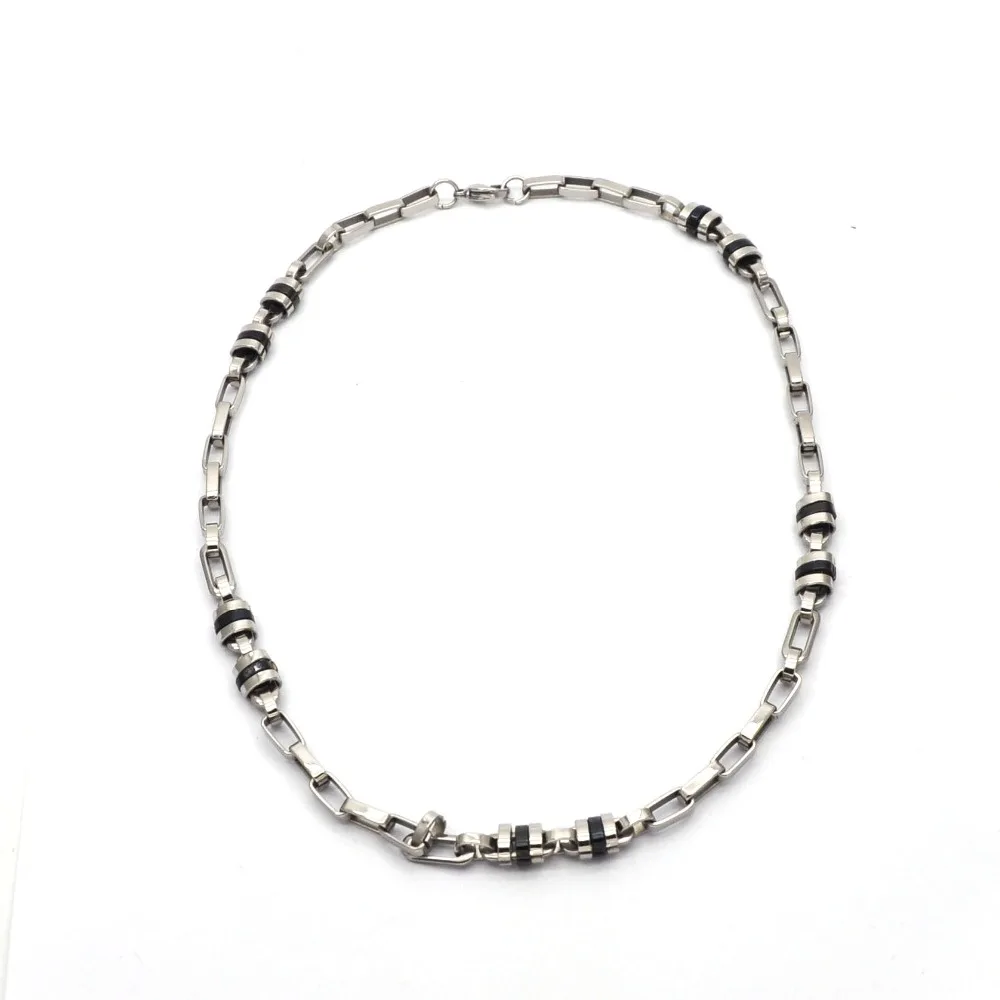 

new style wholesale stainless steel necklace silver color geometrical element creative punk style necklace for men N05066