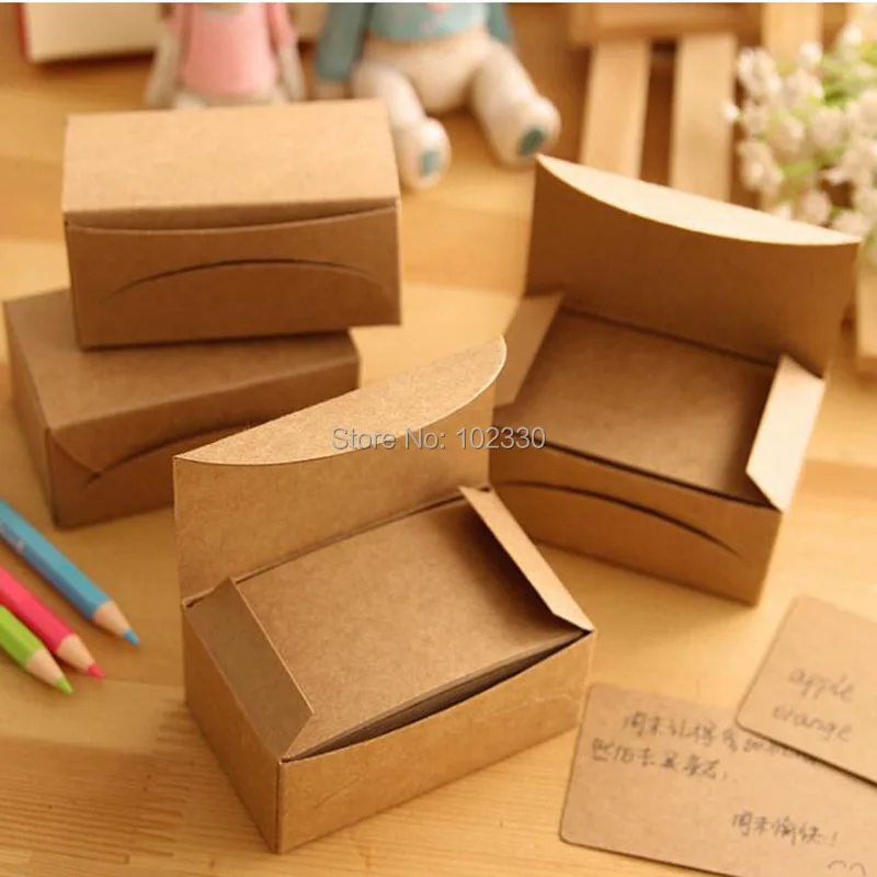 

50 Sets Creative Kraft Paper Memo Pad Sticker Message Card Post Sticky Notes Notepad Word Cards Boxes