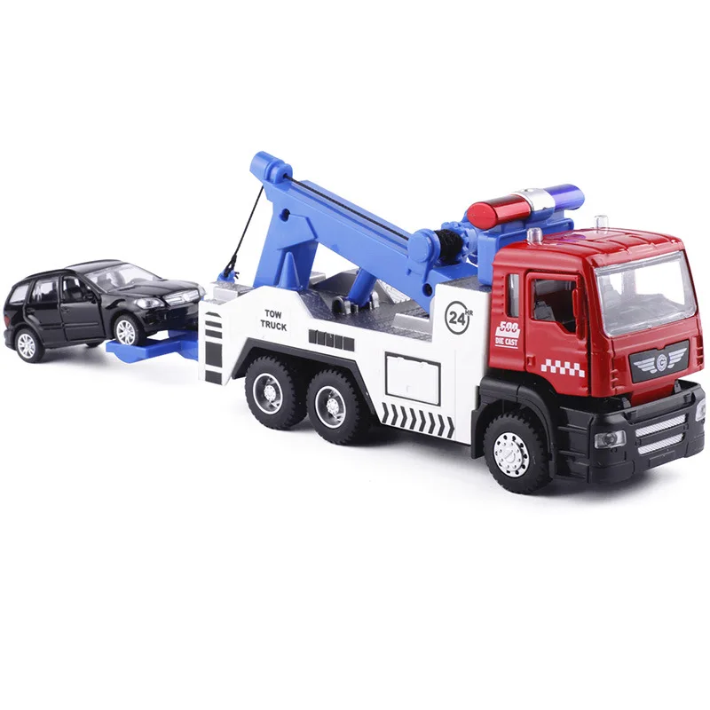 Remorque de grue Dépanneuse Jouet, alliage Moulage sous pression Véhicule  Pull Truck, 1/64 Dépanneuse à l'échelle pour 3 4 5 6 ans Enfants Filles  Garçon Enfants, Bleu