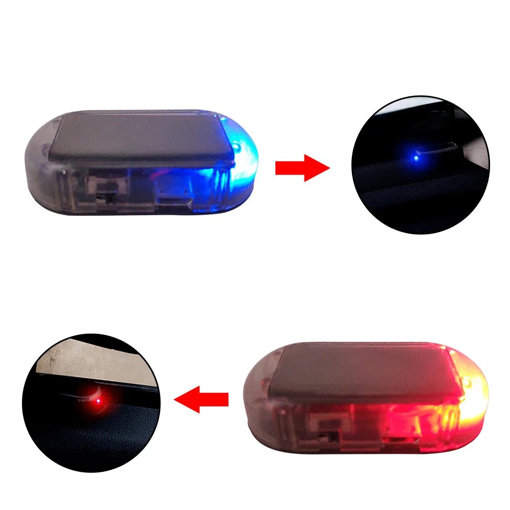 Pena Fake Solar Car Alarm Led Light Security System Warning Theft Flash Blinking Red Blue