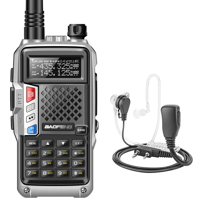 BAOFENG BF-UVB3 Plus 8 Вт портативная рация UHF/VHF Двухдиапазонная 10 км дальняя мощная рация передатчик трансивер - Цвет: sliver add headset