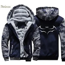 Супер герой Бэтмен Толстовка Мужская Темный рыцарь толстовки пальто Зимняя Теплая Флисовая плотная камуфляжная куртка с принтом уличная одежда