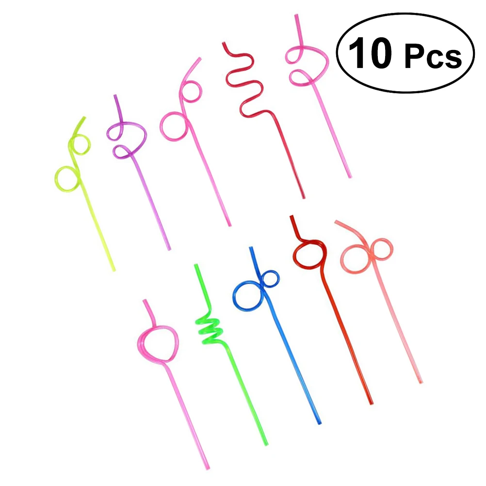

10PCS PVC Crazy Loop Straws Crazy Reusable Drinking Straws in Assorted Colors Great for Parties Carnivals Fun Mixed Color