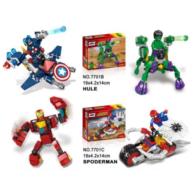 

4pcs/lot Legoingly Super Hero Avengers Captain America Hulk Iron Man Spiderman Building Blocks Black Panther Toys For Children