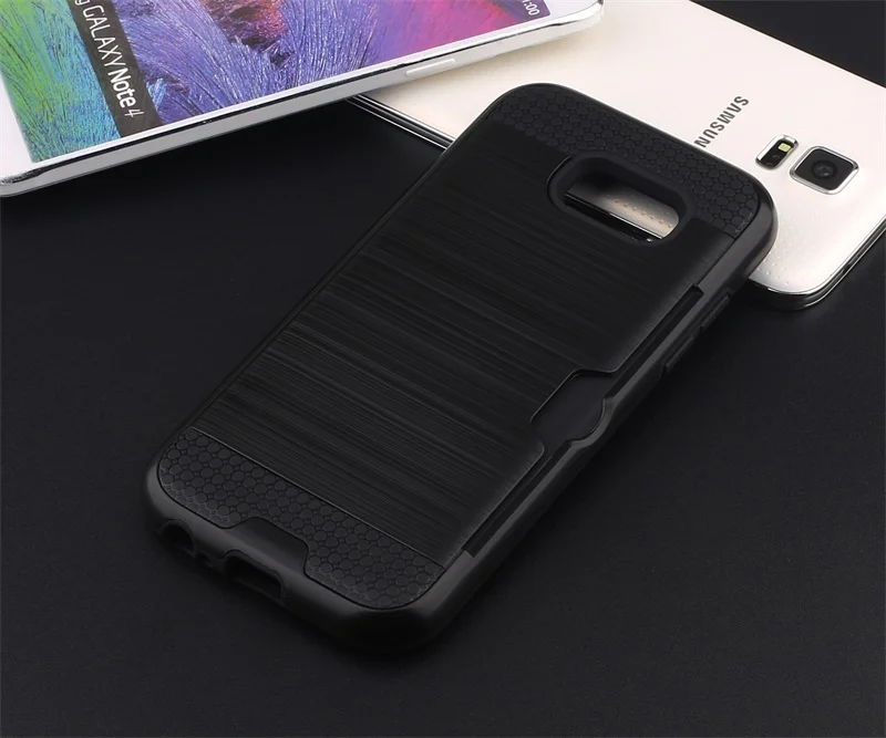 Slim Fit противоударный жесткий Чехол встроенный кредитной карты/ID слотом и шлифованый Металл для Samsung Galaxy A3 /A5 /A7
