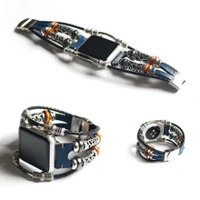 Браслет ручной работы из бисера в стиле ретро панк для Apple Watch 42 мм 38 мм из натуральной кожи для Apple iWatch 40 мм 44 мм Серия 1 2 3 4 ремешок