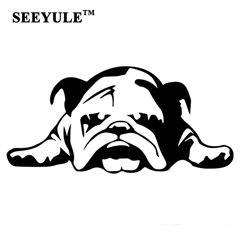 

1pc SEEYULE Refective Car Sticker Tired Dog Puppy Bulldog Styling Window Trunk Vinyl Decals Decor 20x10 for VW Golf Passat Audi