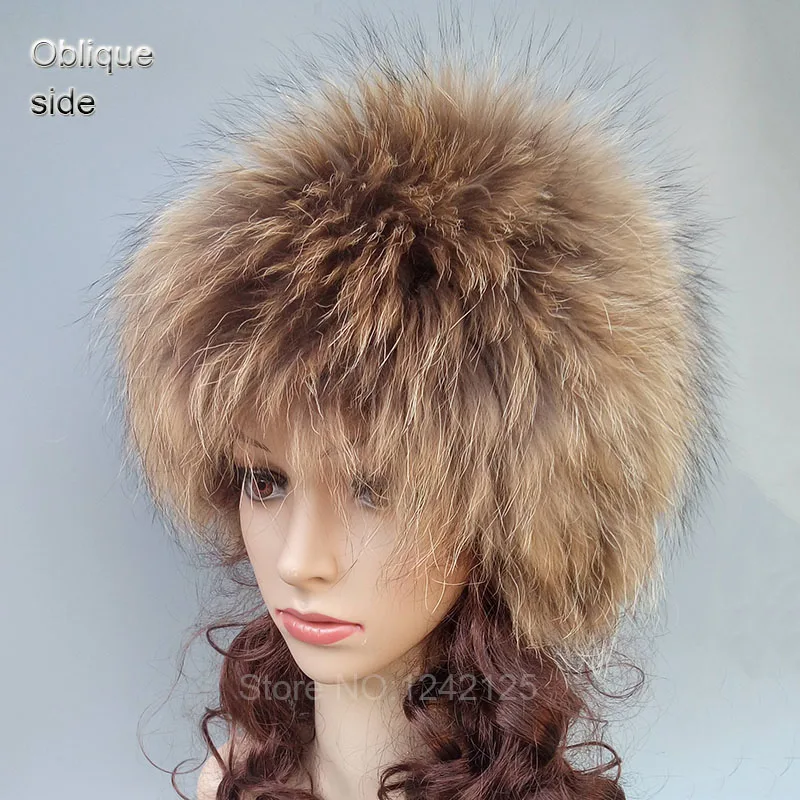 

New Autumn winter Russia Children women lady female real Red fox Silver fox Raccoon fur hat warm knitted elastic hats tide caps