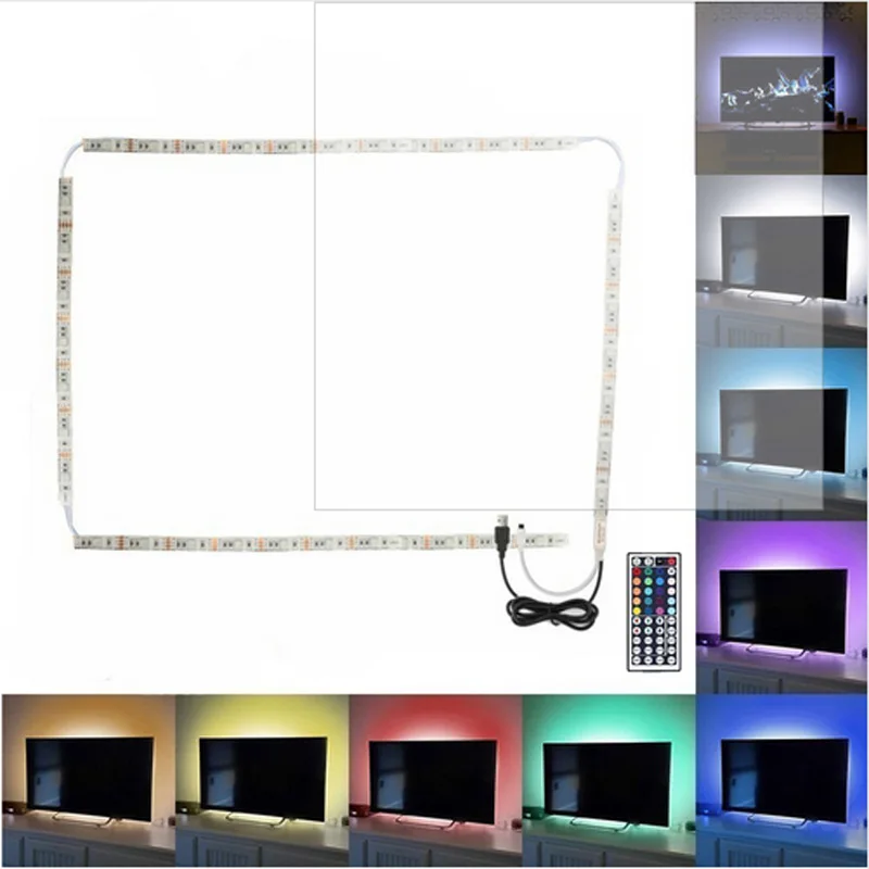 5V USB Светодиодная лента 5050 RGB ТВ фоновое освещение 30LED/m (1.64ftx2 + 3.2ftx2)/(1.64ftx4) набор