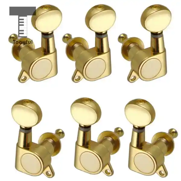 Jiayouy Acoustic Folk Guitar Tuner Machine Head 3L3R Tuning Key Pegs Tuners Beige Buttons
