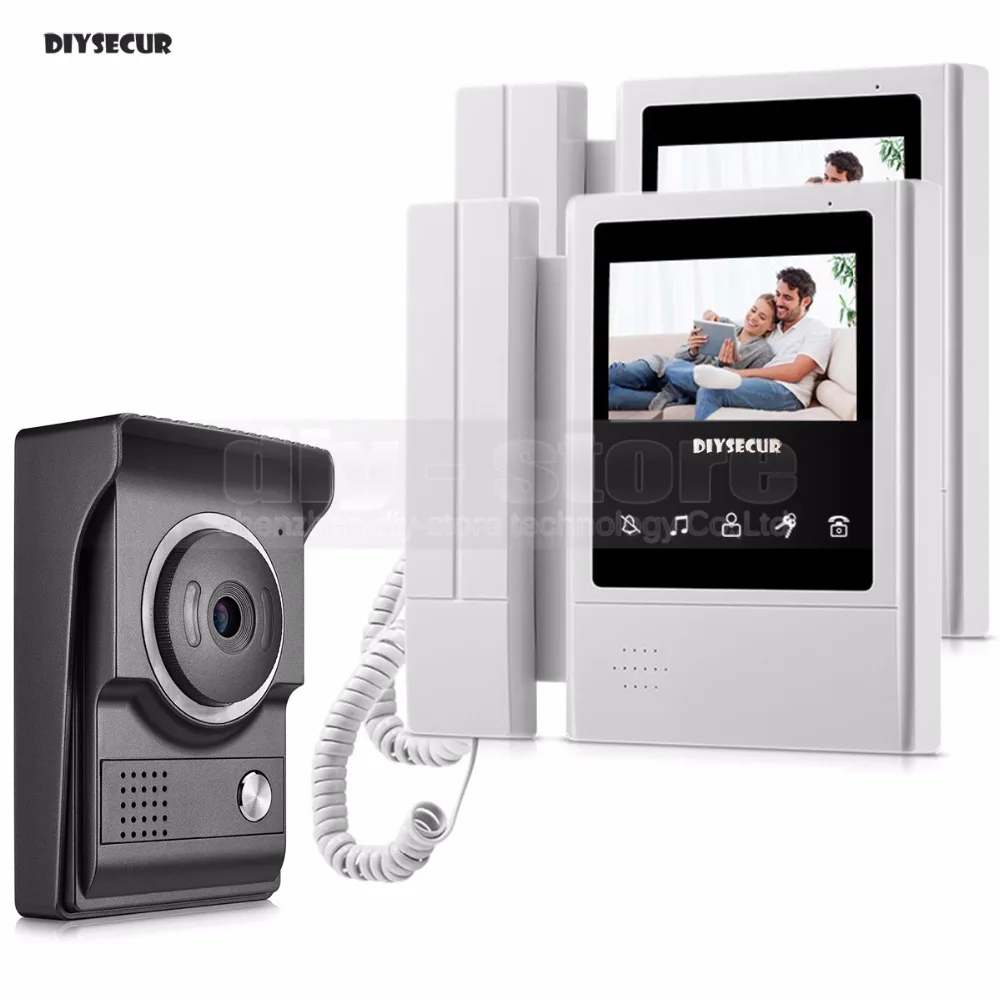 DIYSECUR 4.3inch Video Intercom Video Door Phone 700TV Line IR Night Vision HD Camera for Home Office Factory New 1V2