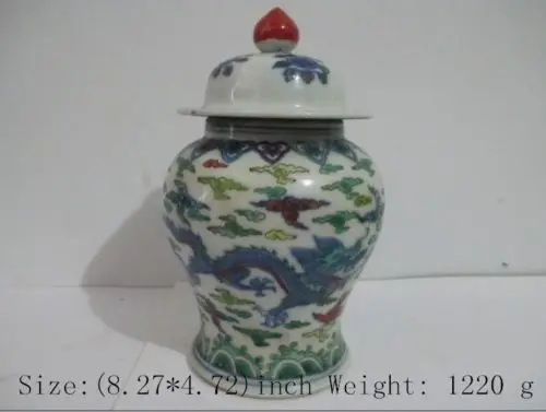 

21 cm * / Elaborate Ancient Chinese manual painting colorful porcelain Jar / Pot