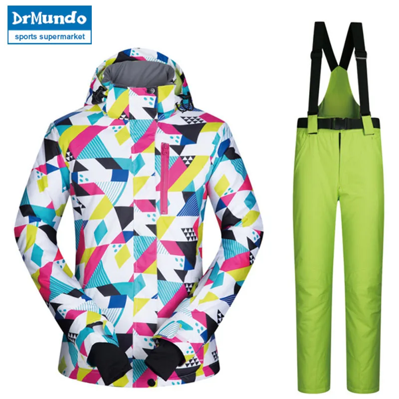 

2018 New High Quality Brands Ski Suit Women Windproof Waterproof Warmth Snowboard Jacket And Snow Pants Set Winter Sports