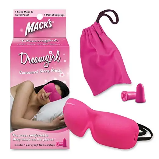 2 Strap Eye Mask with Mack's Dreamgirl Soft Foam Earplugs Mack's Dreamgirl Contoured Sleep Mask-Pink, Comfortable, Adjustable, 2 Strap Eye Mask with Mack's Dreamgirl Soft Foam Earplugs Mack's Dreamgirl Contoured Sleep Mask-Pink, Comfortable, Adjustable,