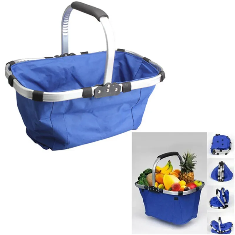 

High Quality Large Capacity Waterproof Foldable Picnic Tote Basket Lightweight Eco-friendly Reusable Shopping Bag Grocery Basket