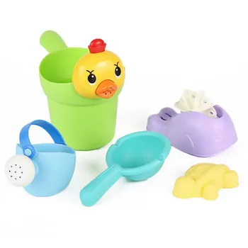 

5pcs Summer Beach Toys For Children Bath Toys Soft Glue Sandbox Dune Tool Bucket Spade Watering Can Shovel Water Toys Sand Molds