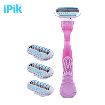 iPik 1 Razor Handle 4 Razor Blades Women Razor Navalha Replaceable Straight Razor Manual Shaving Barber For Woman Trimmer