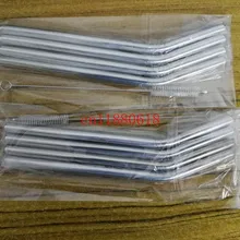 250 компл./лот Быстрая 4 шт. 9,5x215 мм 304 изгиб из нержавеющей стали и прямая соломинка для питья с 1 шт. набор щеточек для чистки