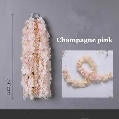 CHUXIN, искусственный цветок, свадебная Гортензия, лоза, цветок, струна, сделай сам, свадебное украшение для потолка, искусственный цветок из ротанга - Цвет: Champagne pink