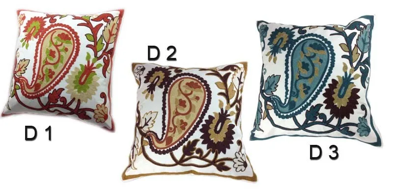 Декоративные хлопковые наволочки для диванных подушек с вышивкой 45х45см(A~L