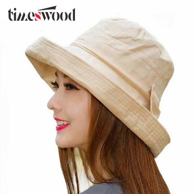 Women Bowknot Sun Hat, Design Summer Beach Fisherman Hats, Anti UV Sun