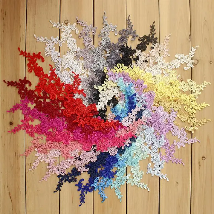 Venise Flower Lace Applique Trim 4 Piecea/2 Pairs 26 Colors 33*10cm for Wedding Dress Sewing lace fabric lace garment accessories lace sewing supplies lace decoration lace accessories lace sewing accessories